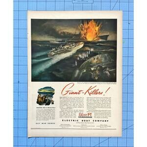 Vintage 1943 Original Magazine Ad Electric Boat Company Giant Killers WW2 War
